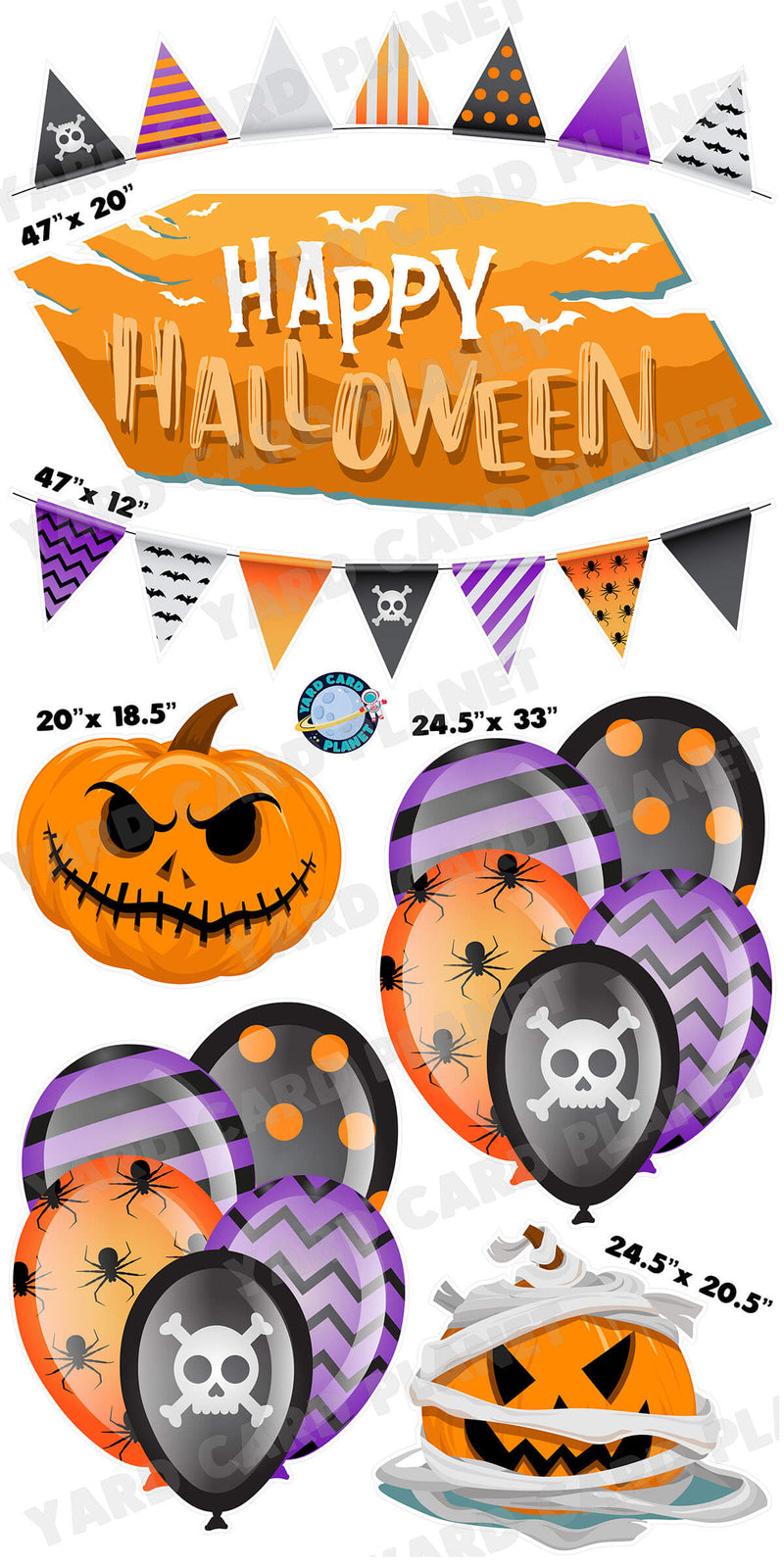 Happy Halloween EZ Quick Sign and Balloon Bouquets Yard Card Flair Set