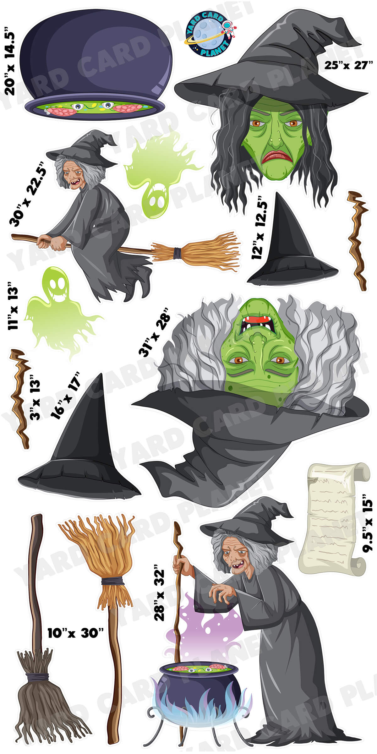 Halloween Witches Brew Yard Card Flair Set