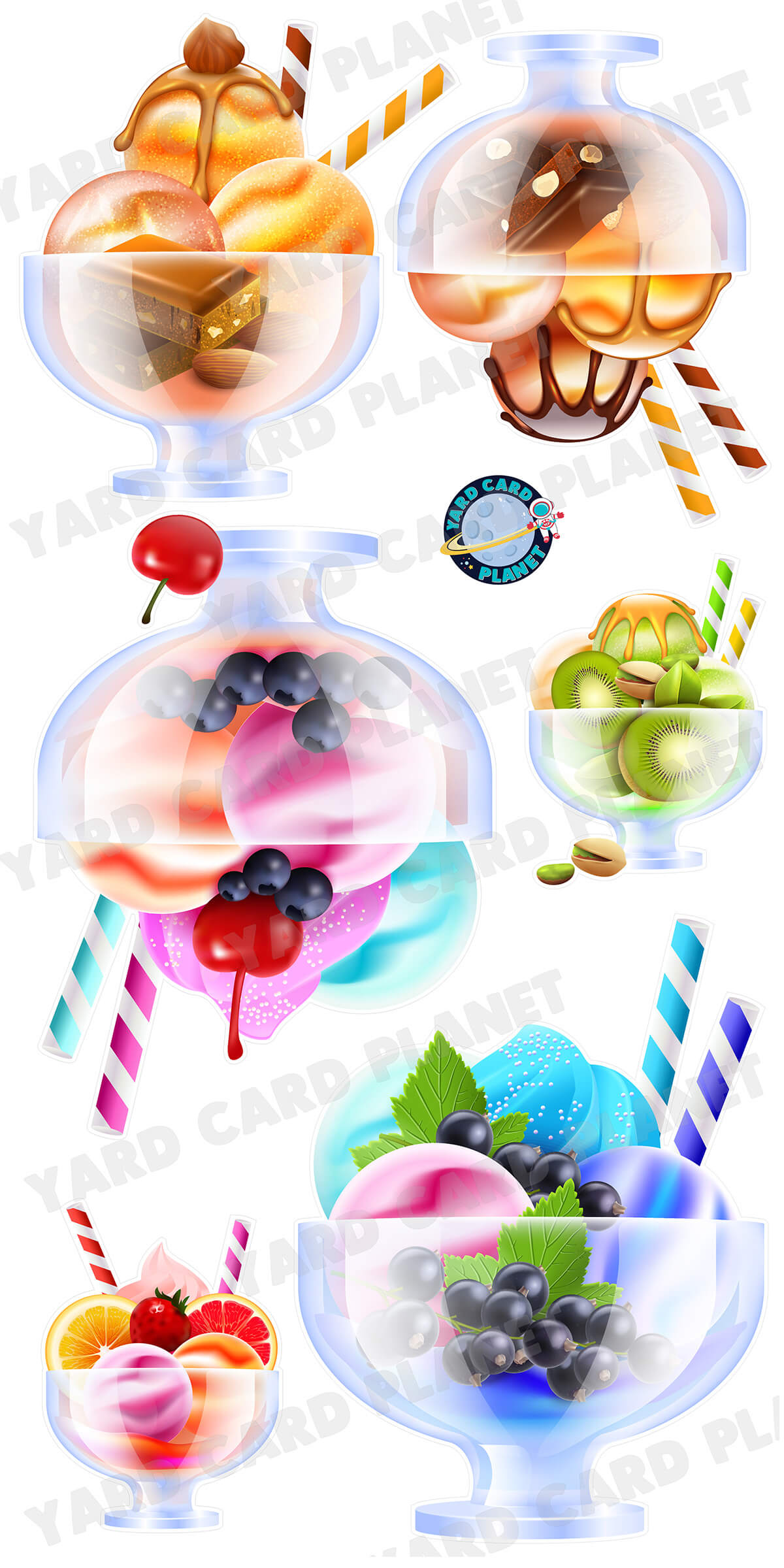 FROYO Frozen Yogurt Yard Card Flair Set