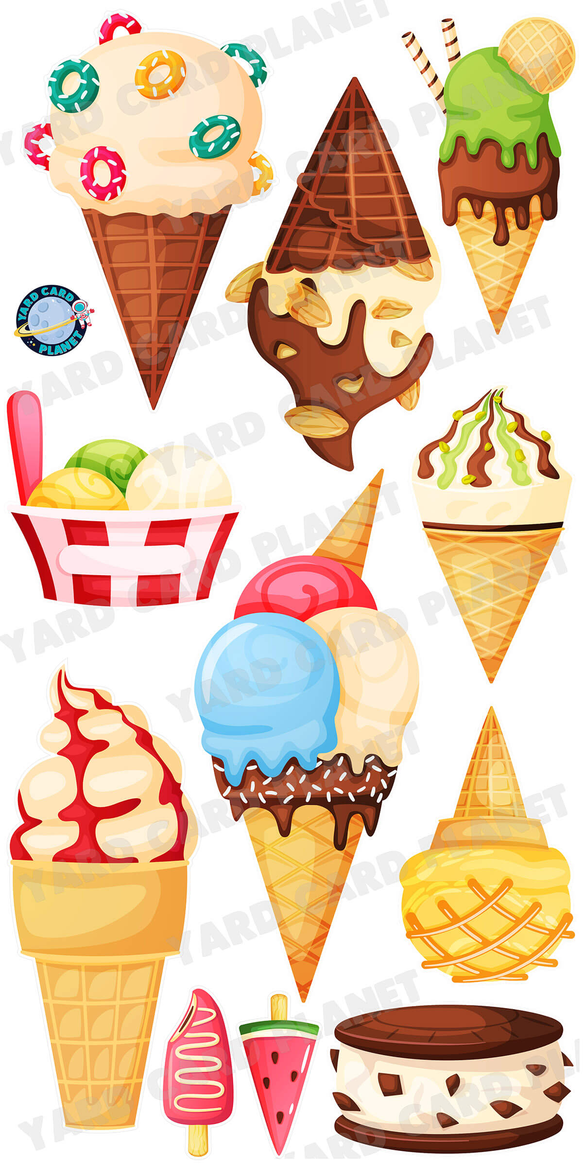 Ice Cream Treats Yard Card Flair Set