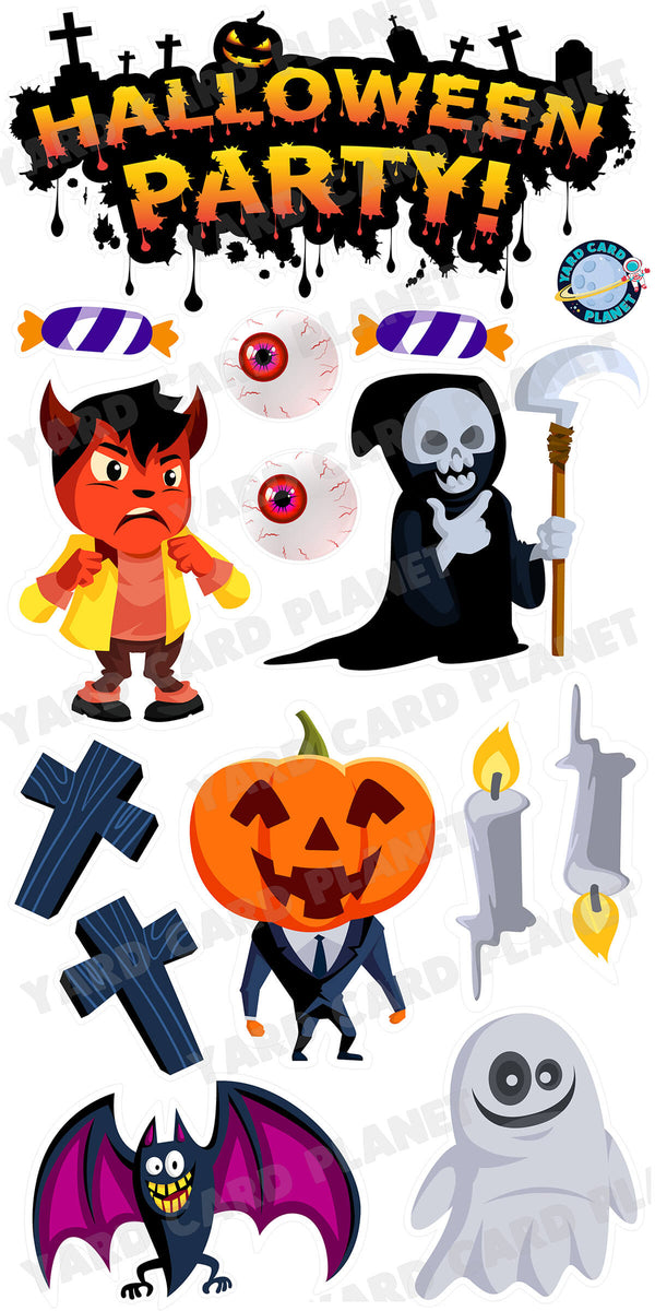 Halloween Party EZ Quick Sign and Yard Card Flair Set