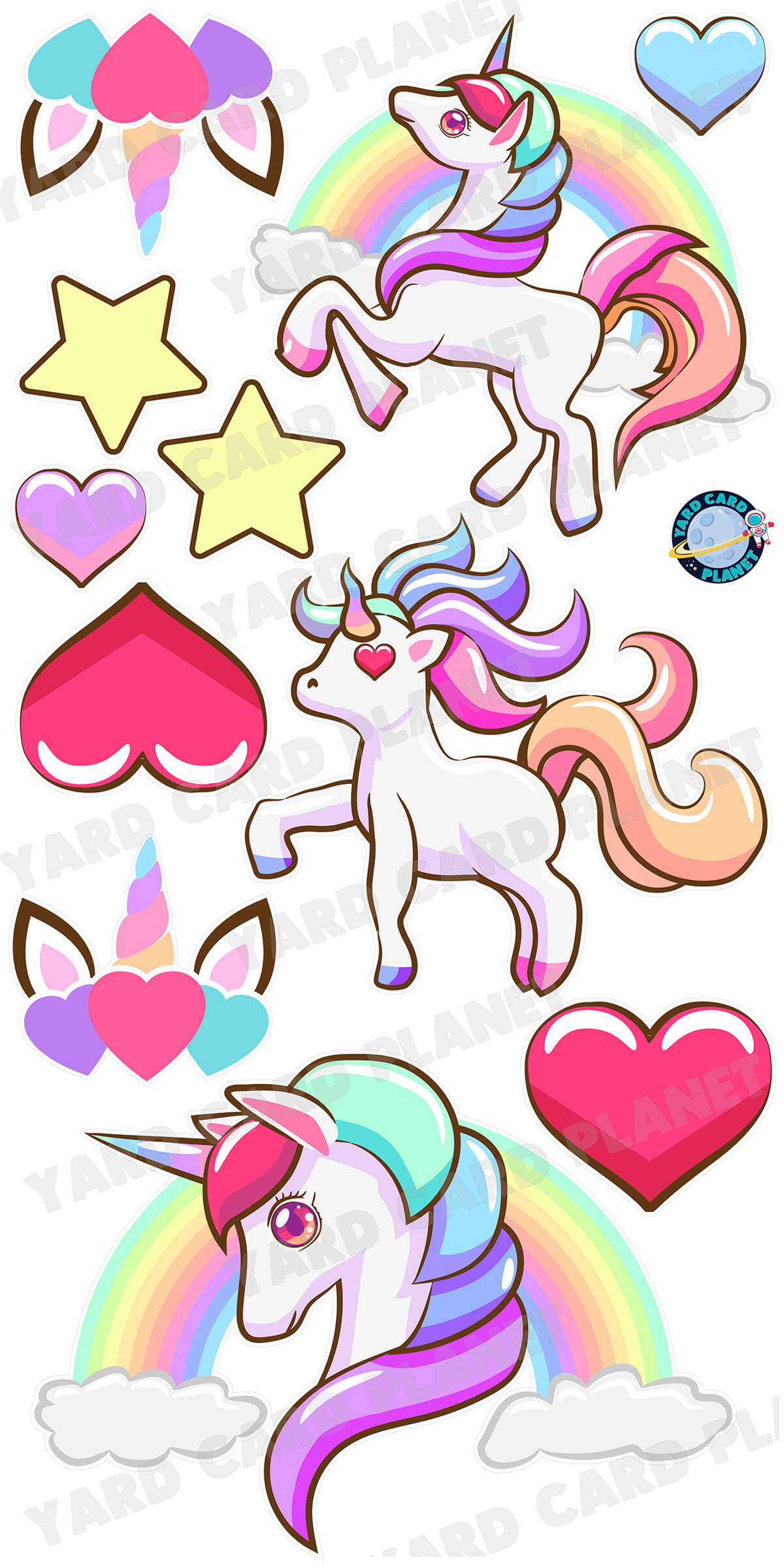I Heart Unicorns EZ Quick Sign and Yard Card Flair Set
