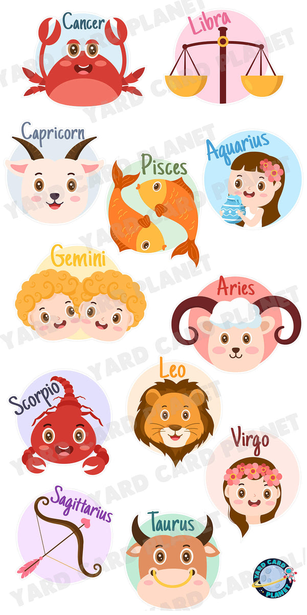 Cute Zodiac Signs Yard Card Flair Set