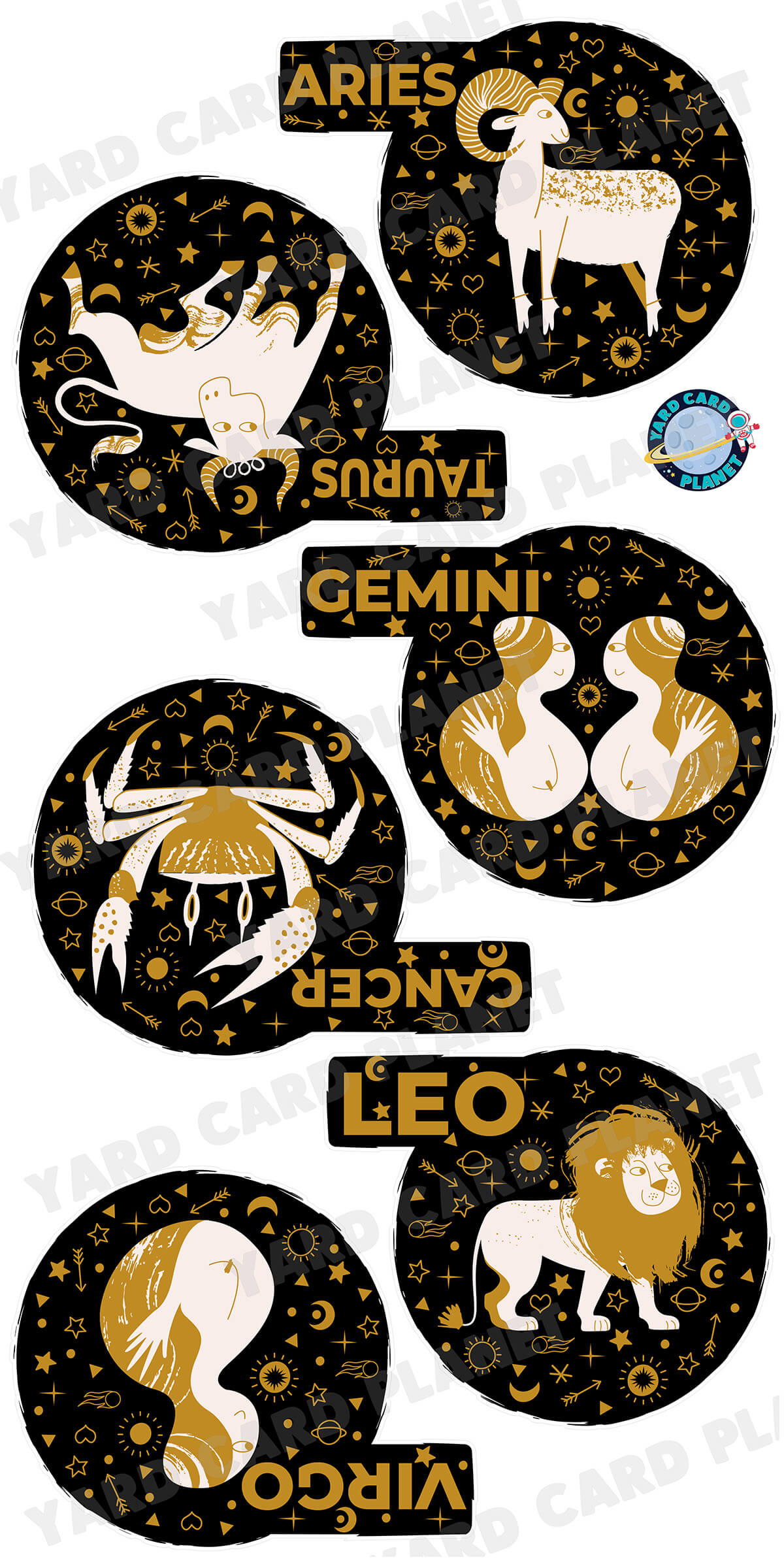 Eclectic Zodiac Signs Yard Card Flair Set - Part 1