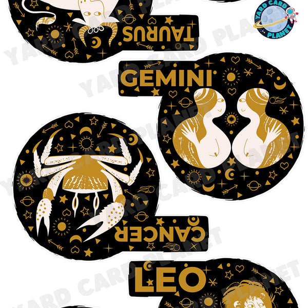 Eclectic Zodiac Signs Yard Card Flair Set - Part 1