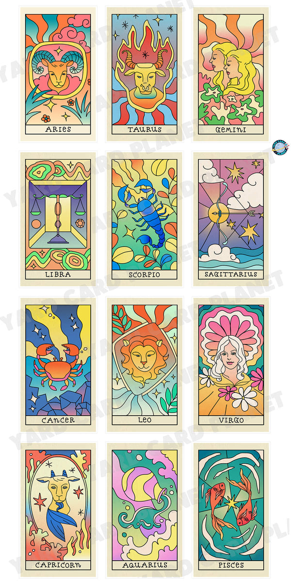 Artistic Zodiac Sign Cards Yard Card Flair Set