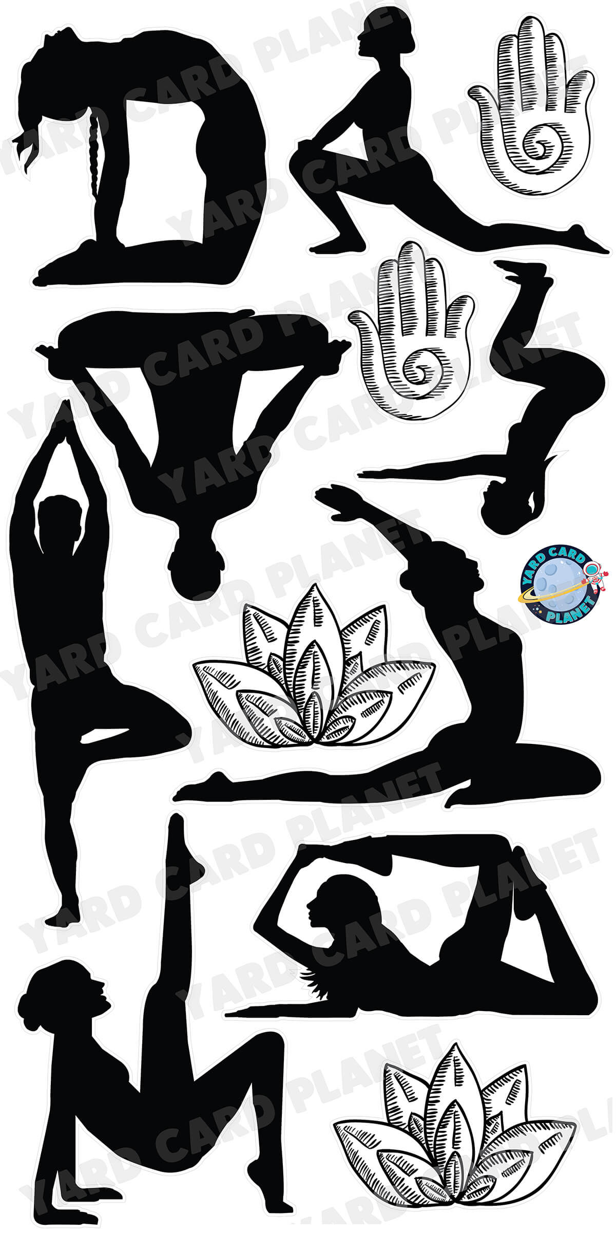 Yoga Silhouette Yard Card Flair Set