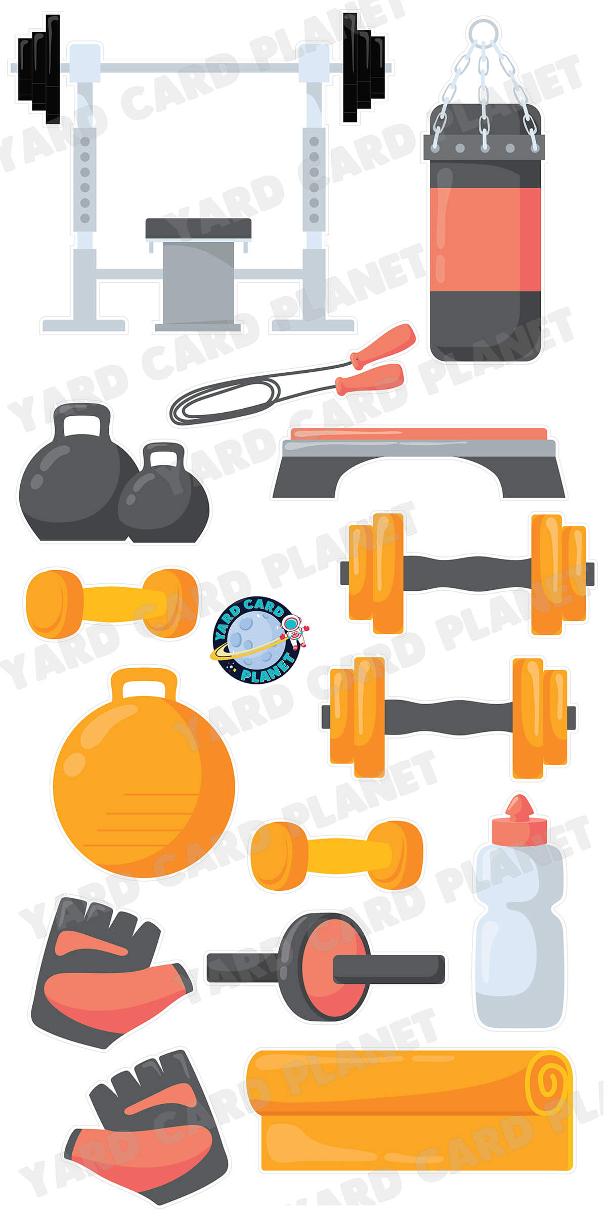 Gym Workout Yard Card Flair Set