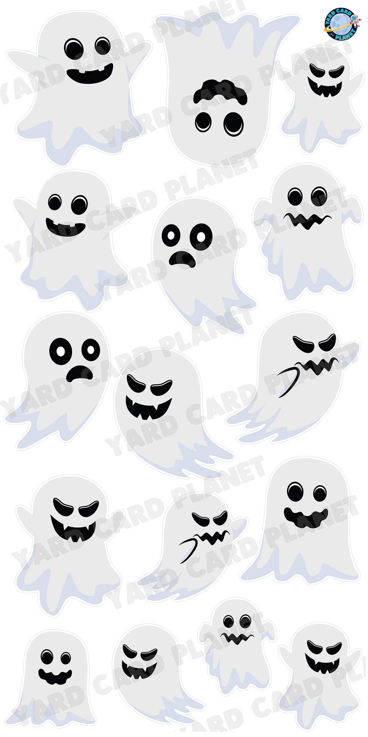 Halloween Ghosts Yard Card Flair Set