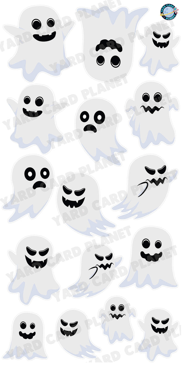 Halloween Ghosts Yard Card Flair Set