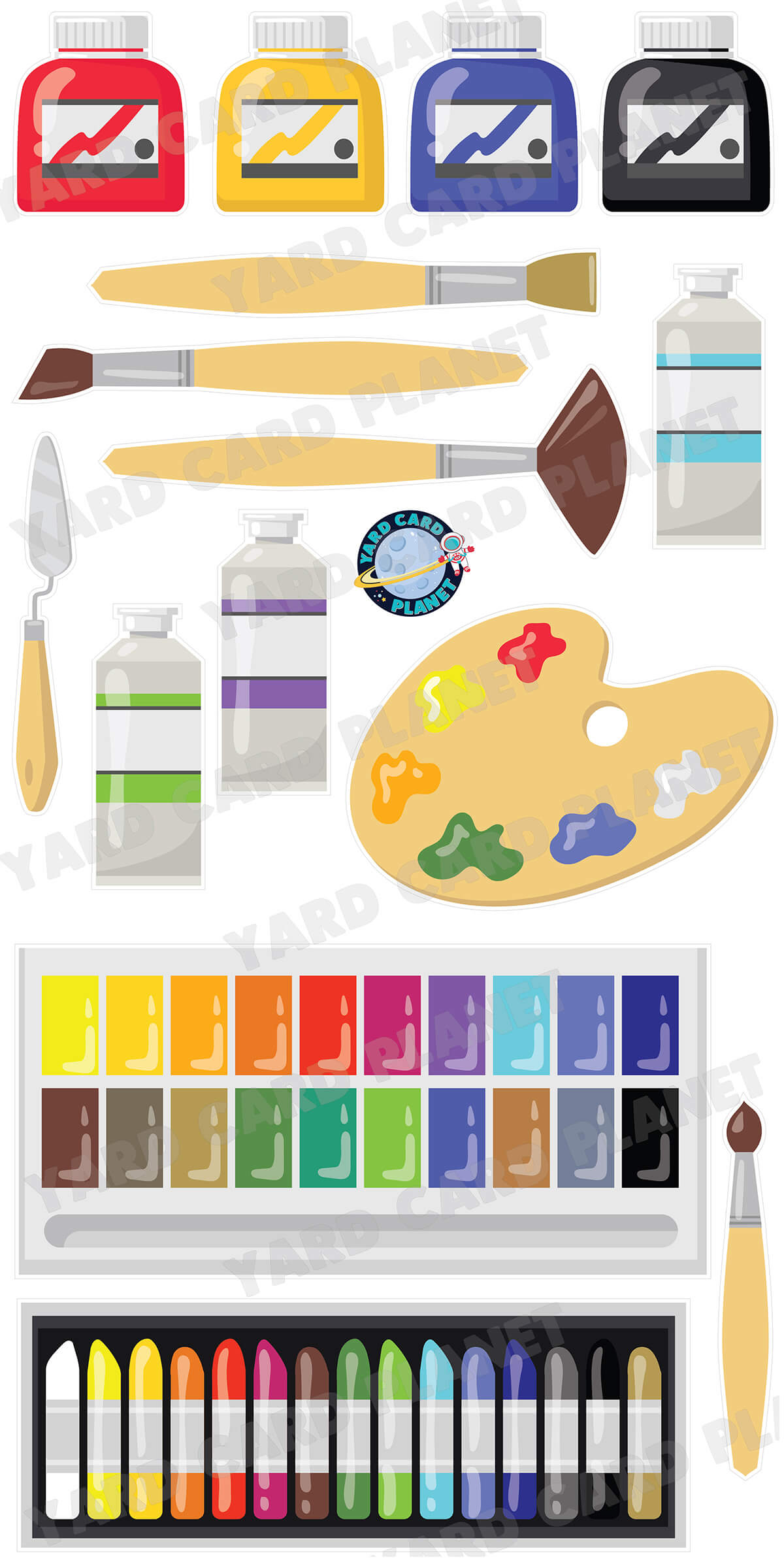 Art Lover Art Supplies Yard Card Flair Set