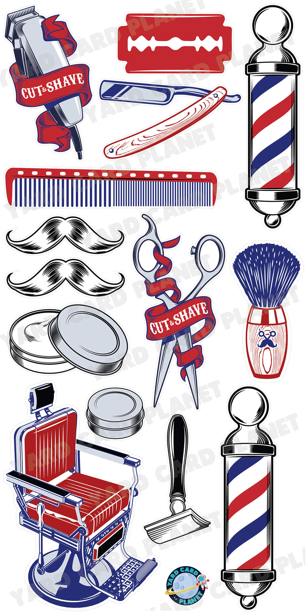 Barbershop Yard Card Flair Set