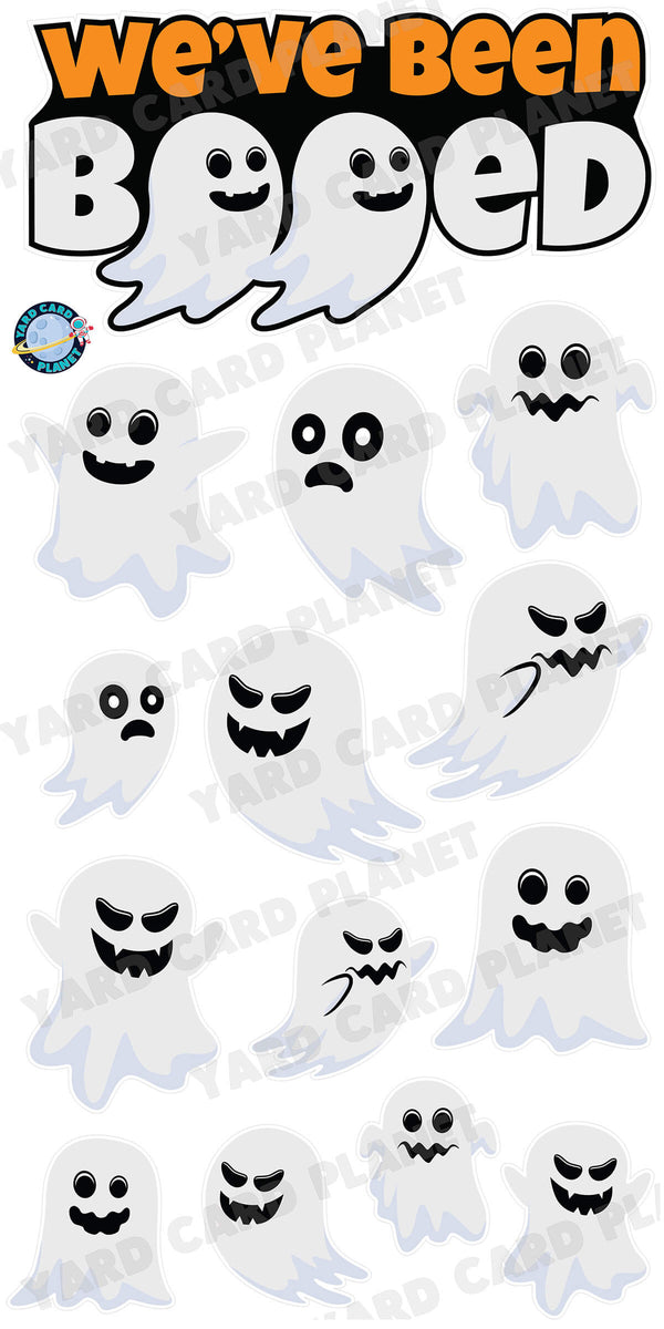 We've Been Booed EZ Quick Sign and Halloween Ghosts Yard Card Flair Set