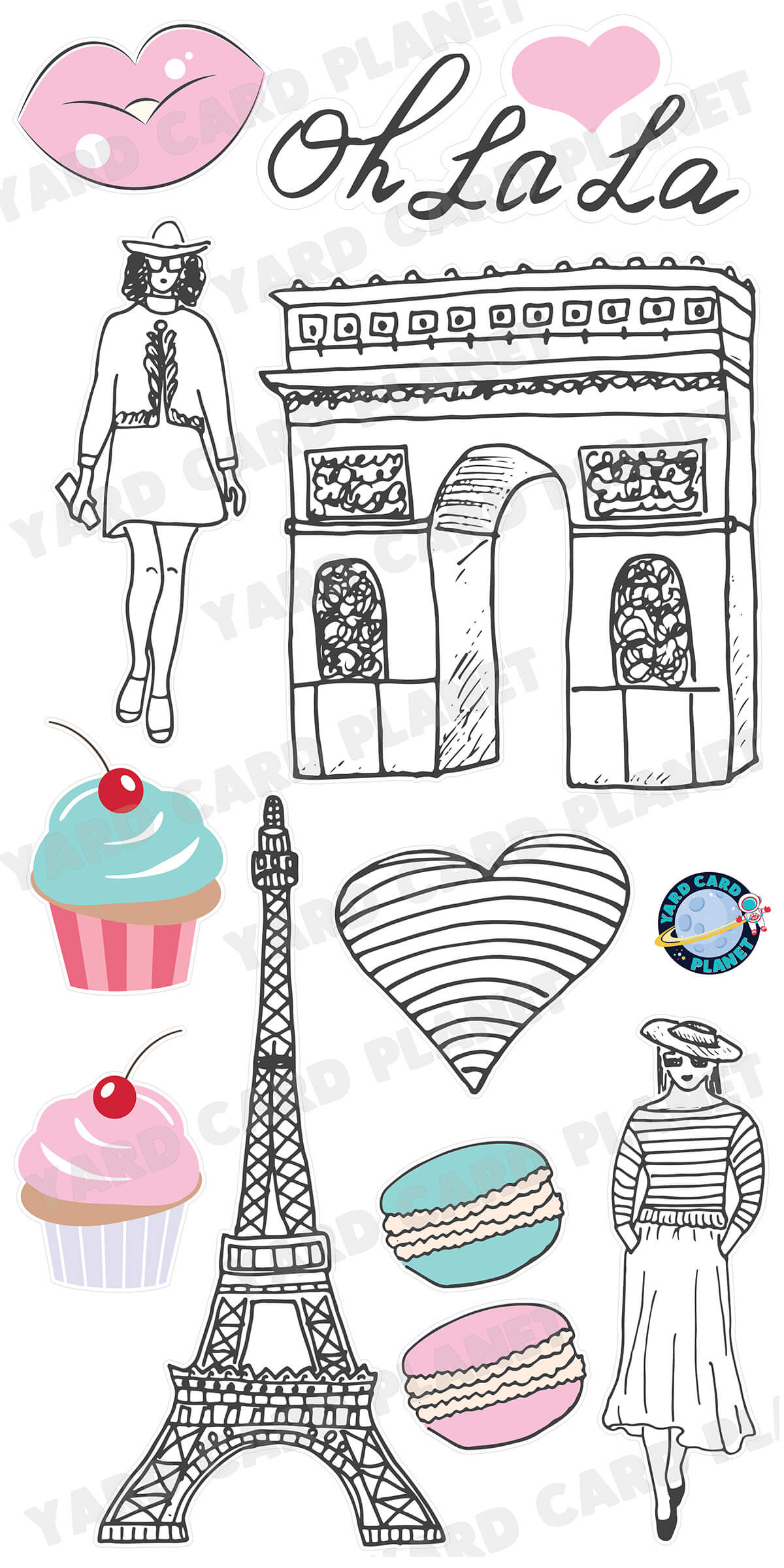 Paris Oh La La Yard Card Flair Set