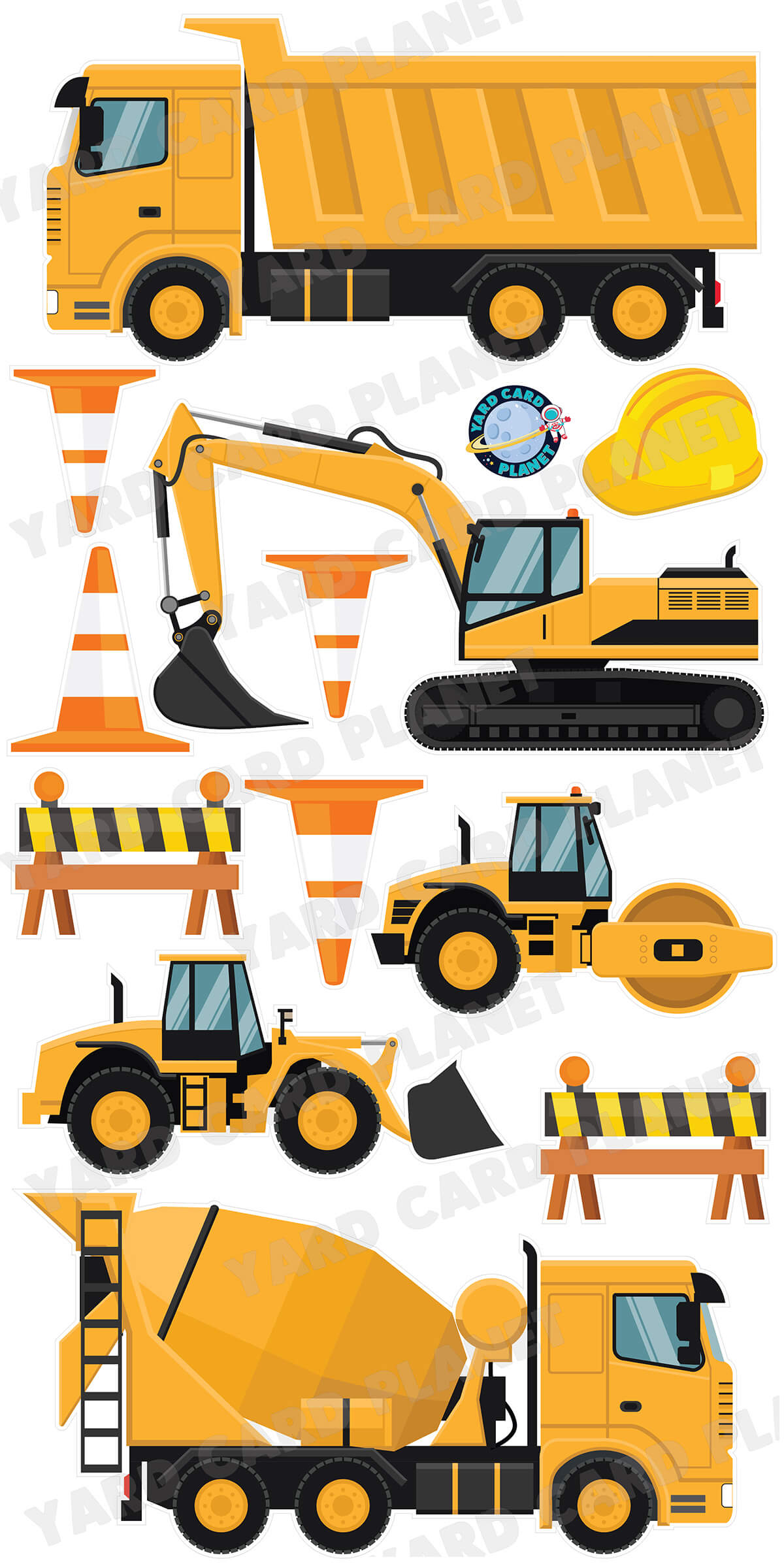 Construction Trucks Yard Card Flair Set