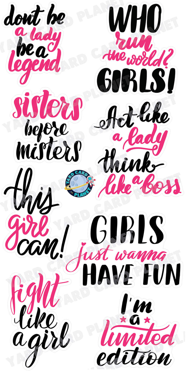 Girl Power Inspirational and Motivational Sayings Yard Card Flair Set