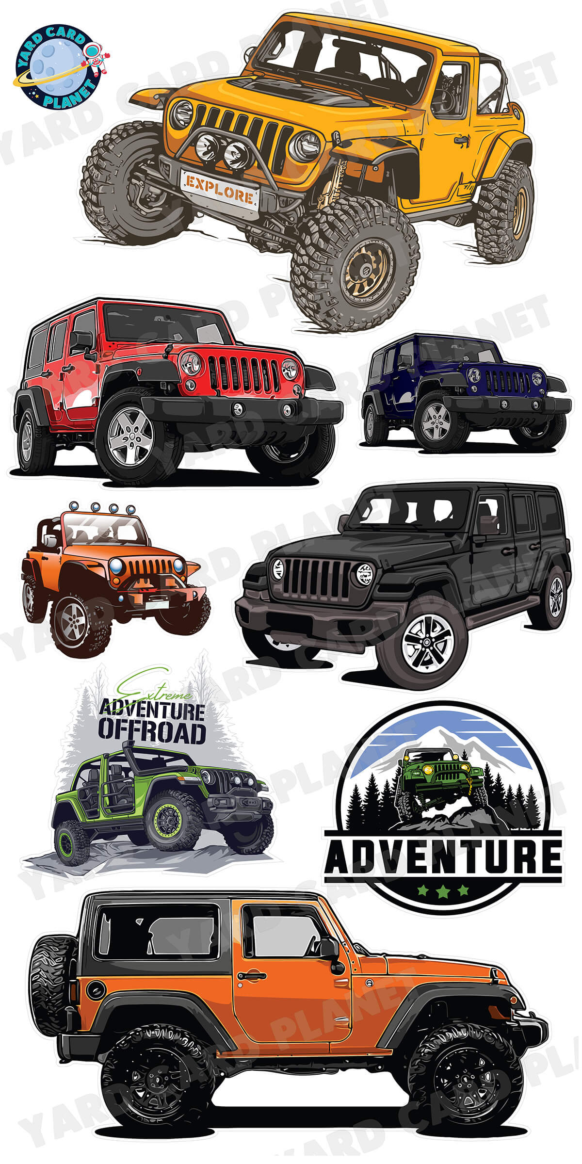 Jeep Inspired Yard Card Flair Set