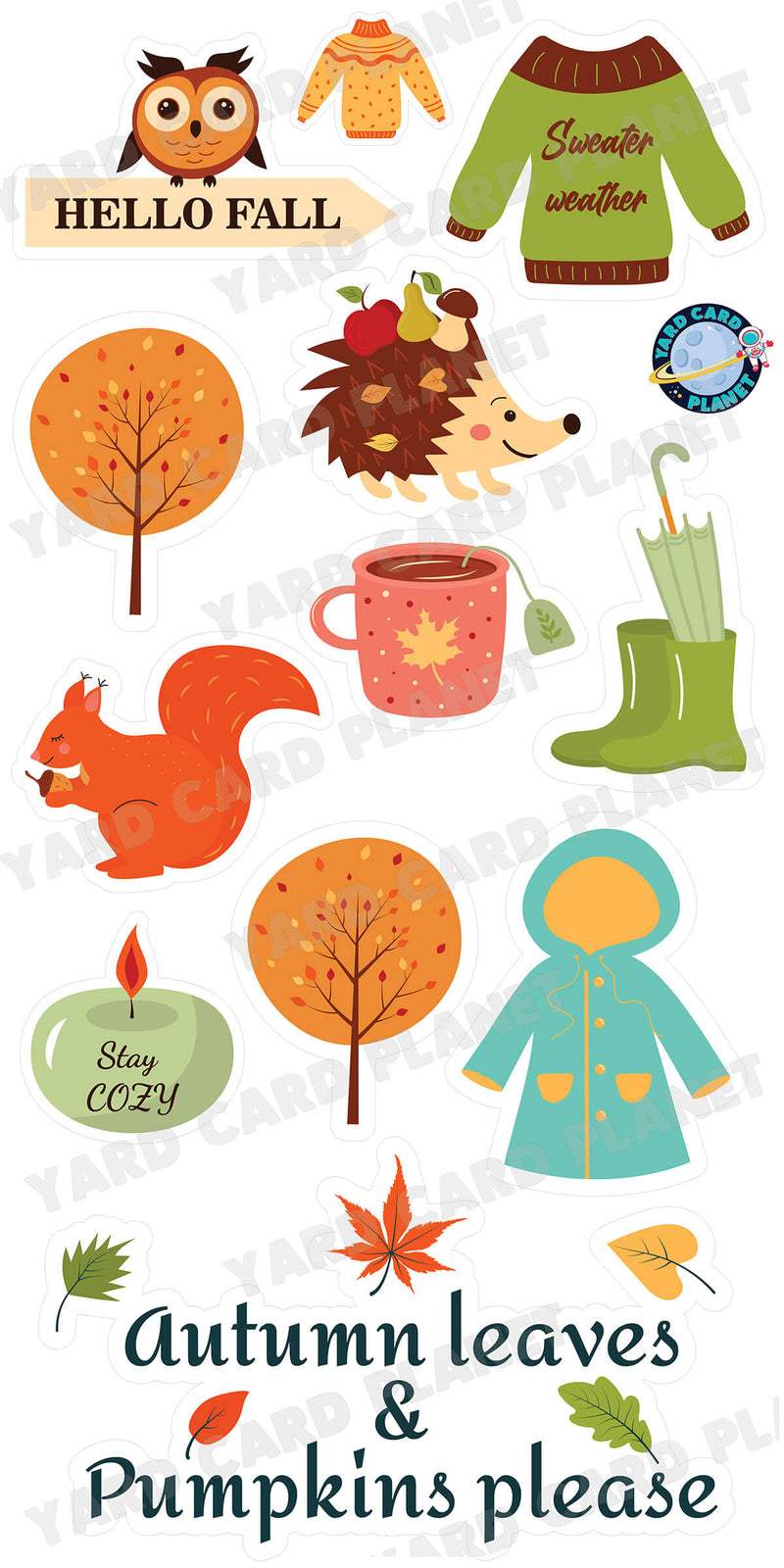 Hello Fall Sweater Weather EZ Quick Sign and Yard Card Flair Set