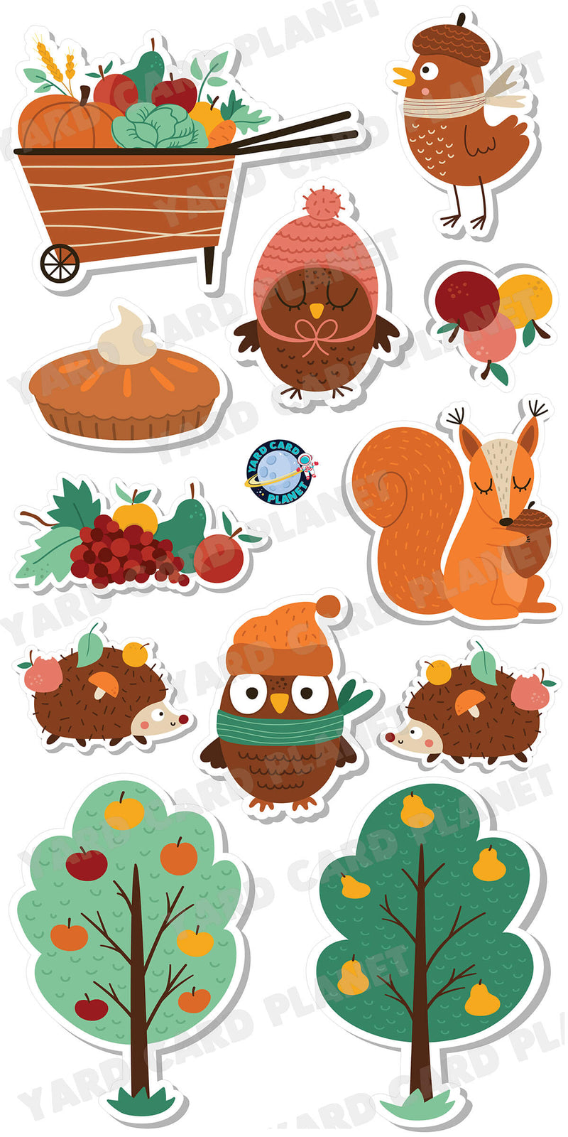 Cute Fall Season Elements Yard Card Flair Set