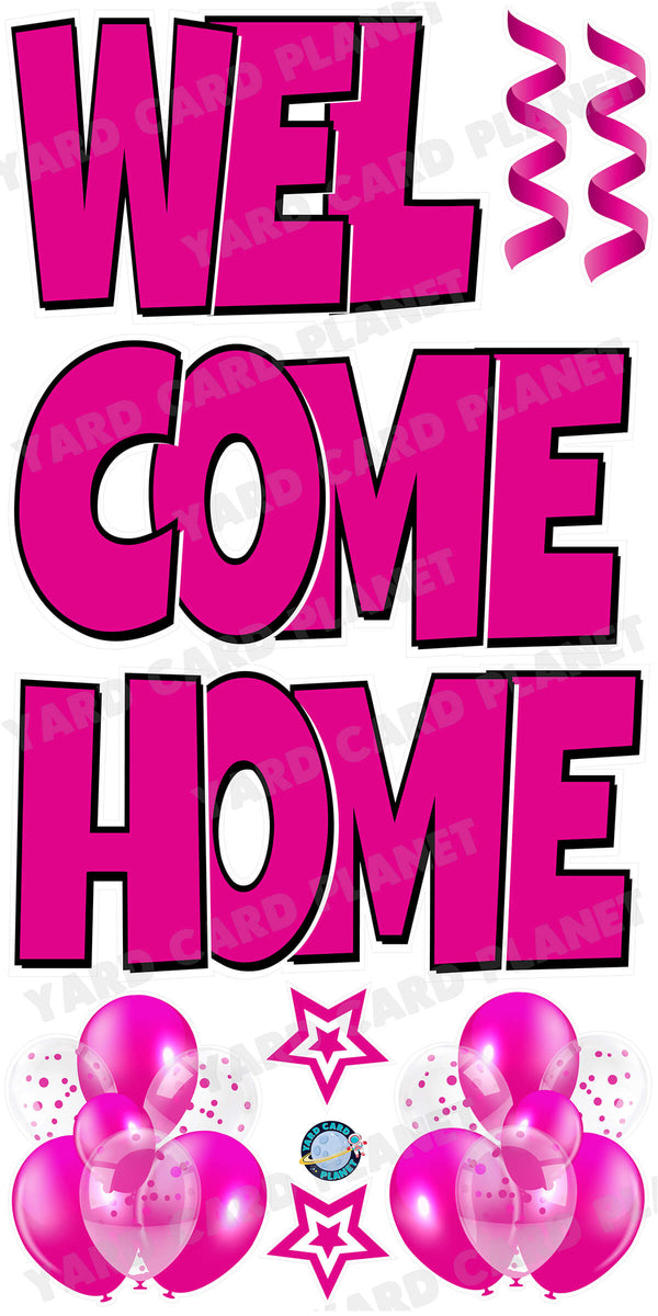 Large 23" Welcome Home Yard Card EZ Quick Sets in Luckiest Guy Font and Flair in Solid Colors Cover Images