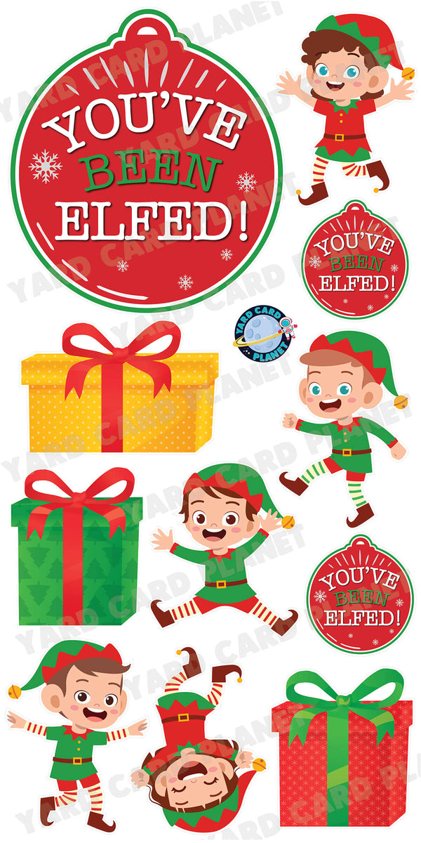 You've Been Elfed Christmas Signs and Yard Card Flair Set