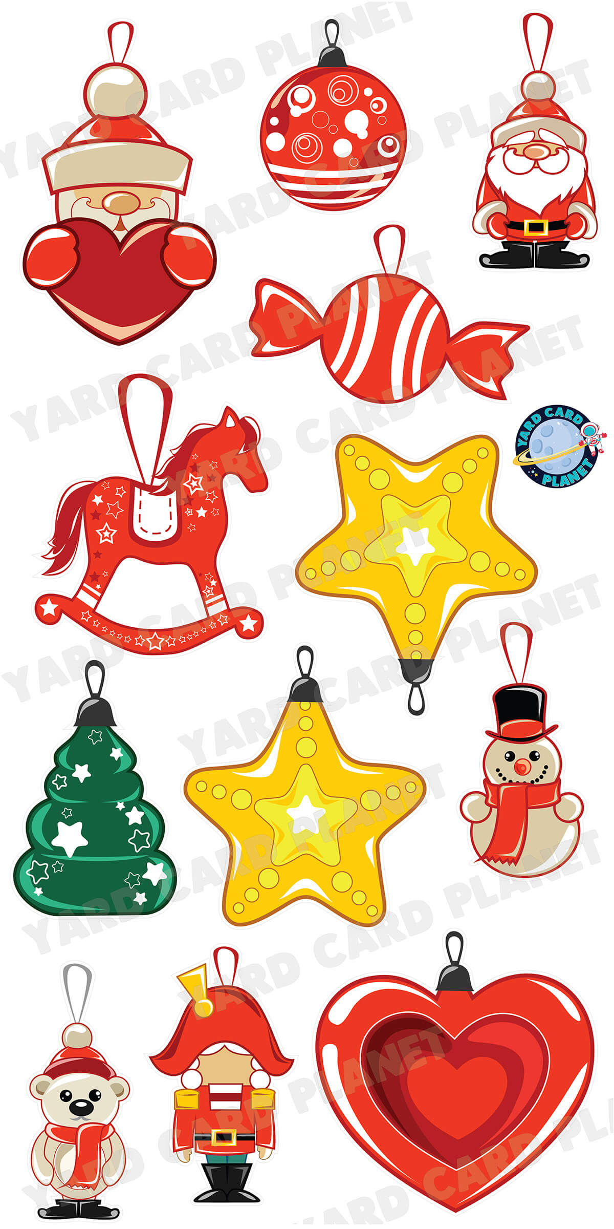 Elegant Christmas Ornaments Yard Card Flair Set