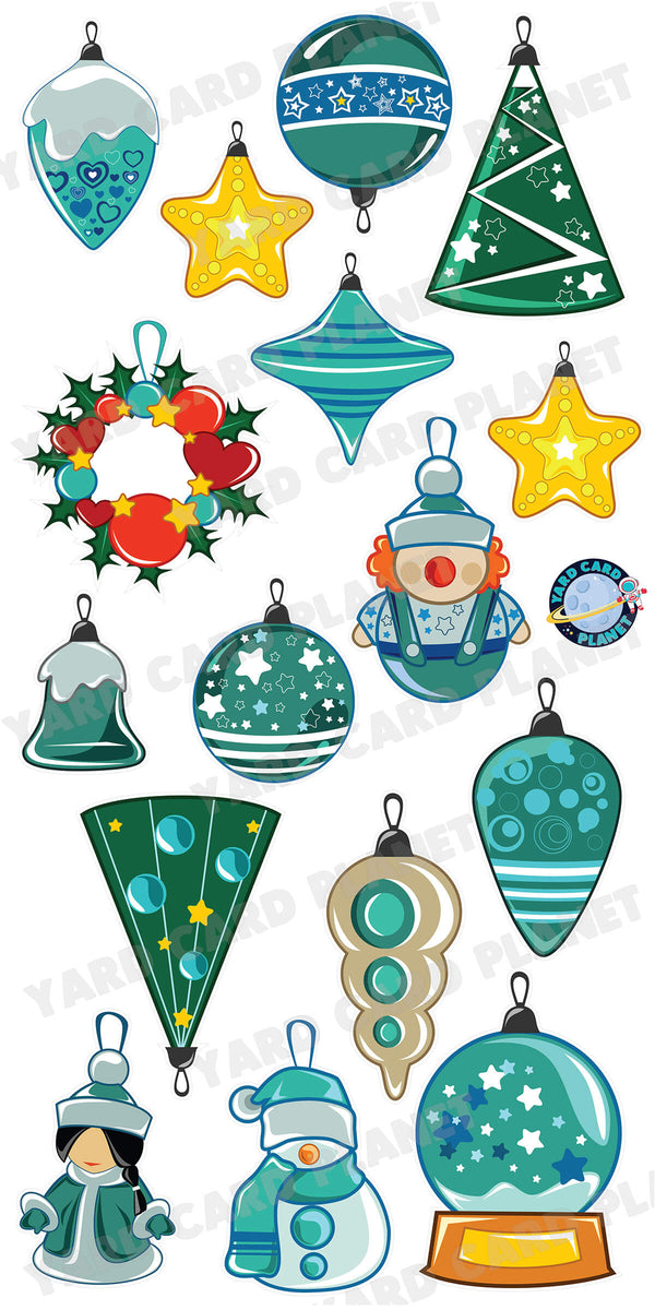 Winter Wonderland Christmas Ornaments Yard Card Flair Set