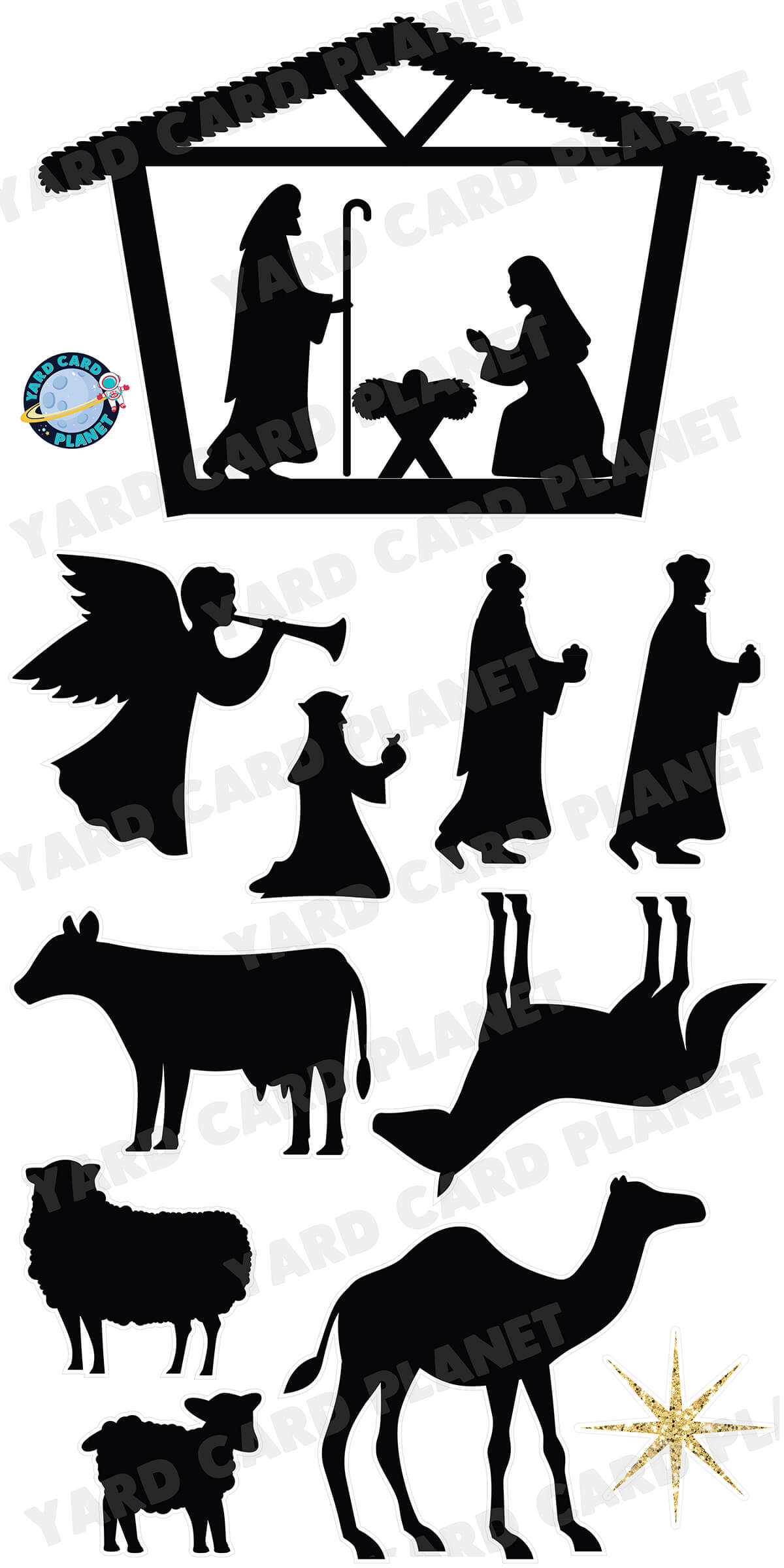 Christmas Nativity Scene Silhouette Yard Card Flair Set