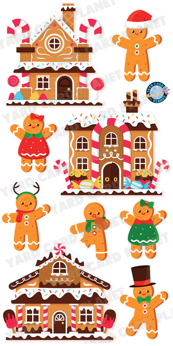 Merry Christmas Gingerbread Yard Card Flair Set