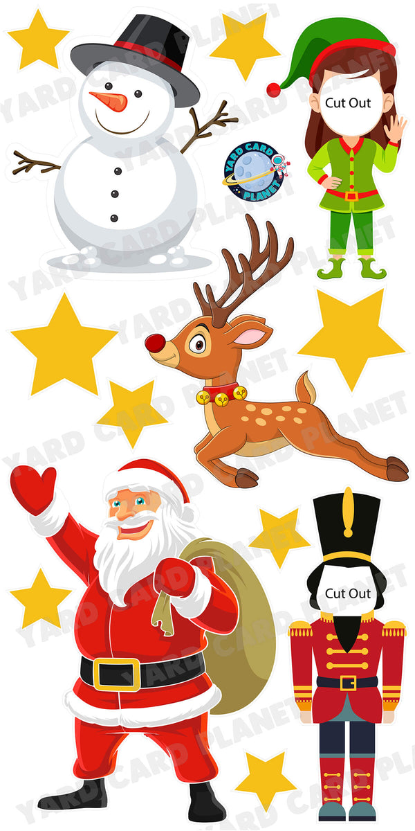 Merry Christmas Characters and Cutouts Yard Card Flair Set