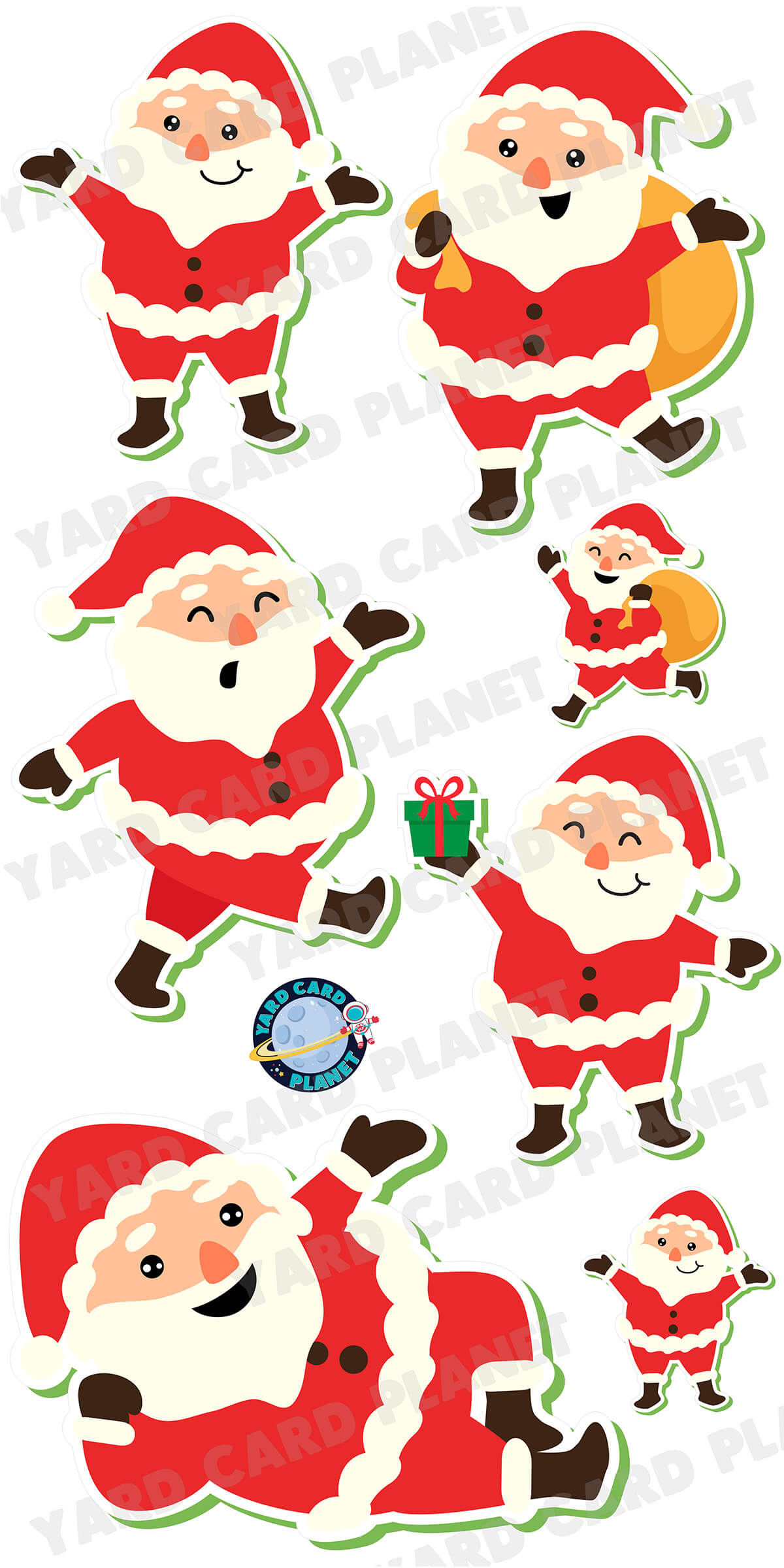 Cute Merry Christmas Santa Yard Card Flair Set