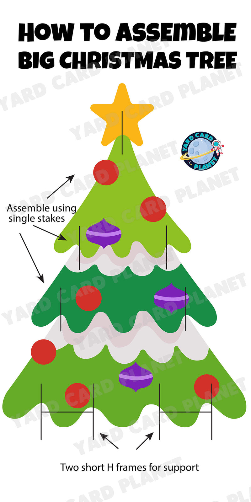 Big Colorful Christmas Tree EZ Quick Set and Gifts Yard Card Flair Set Installation Instructions