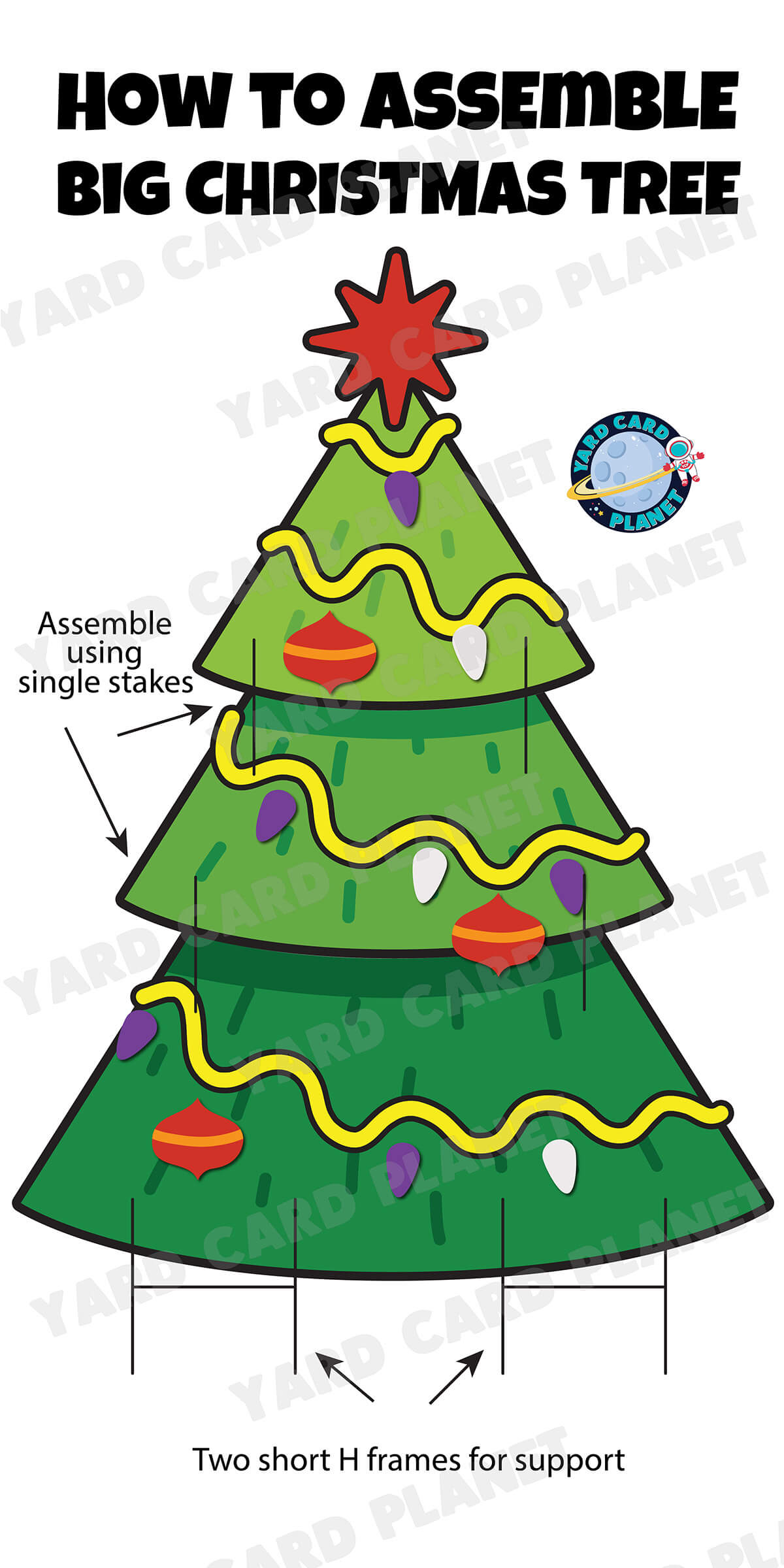 Big Festive Christmas Tree EZ Quick Set and Gifts Yard Card Flair Set Installation Instructions