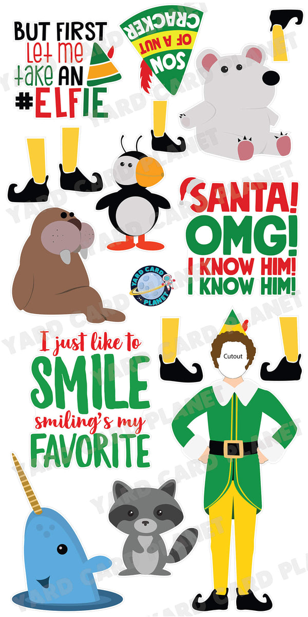 Elf Christmas with Buddy the Elf Cutout, Signs and Yard Card Flair Set
