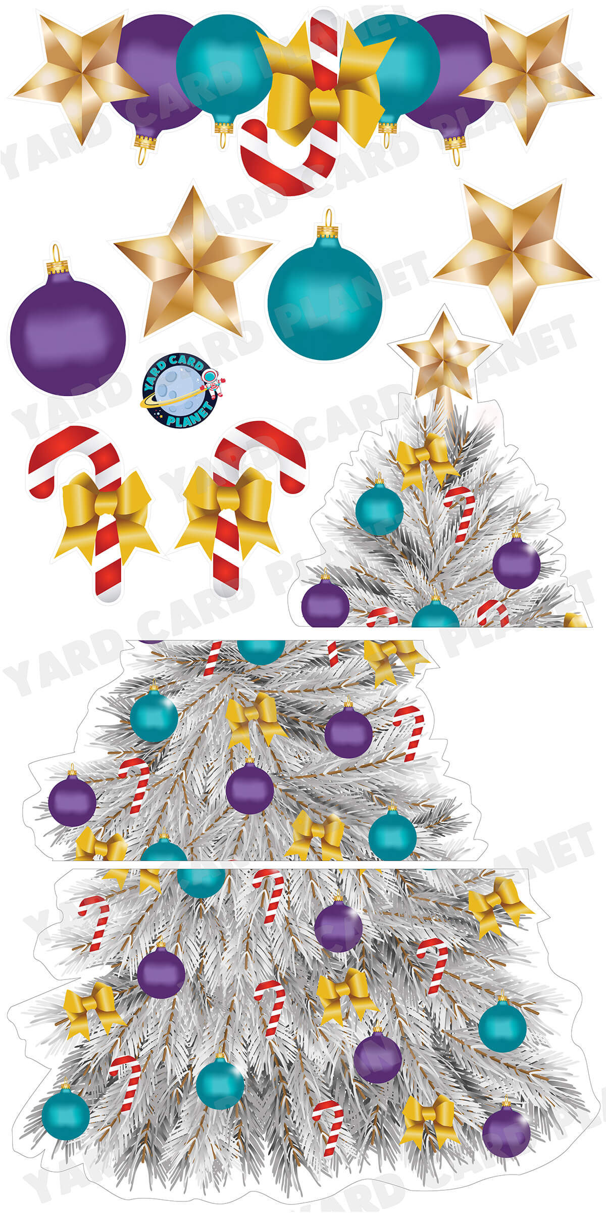 Frosted Christmas Tree EZ Quick Set and Yard Card Flair Set