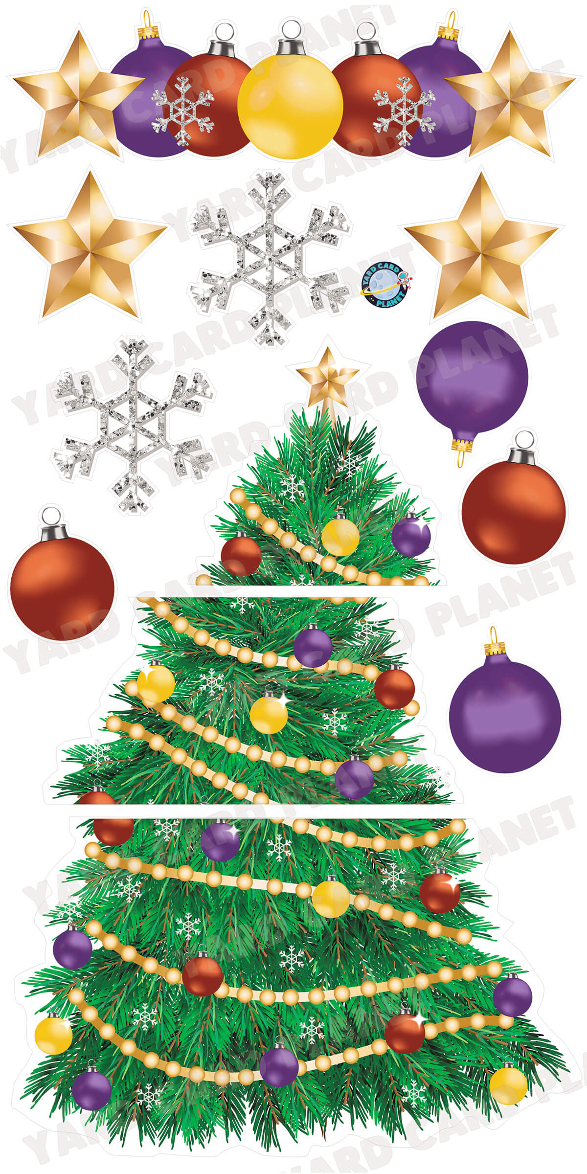 Realistic Classic Christmas Tree EZ Quick Set and Yard Card Flair Set