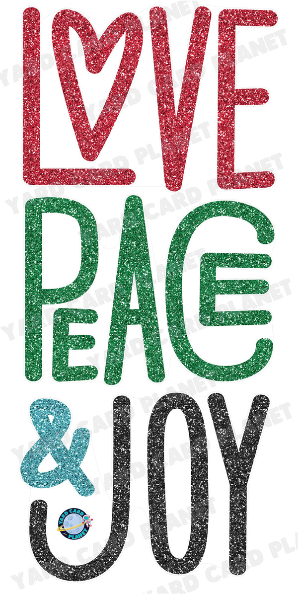 Glitter Pattern Love, Peace and Joy EZ Quick Yard Card Set