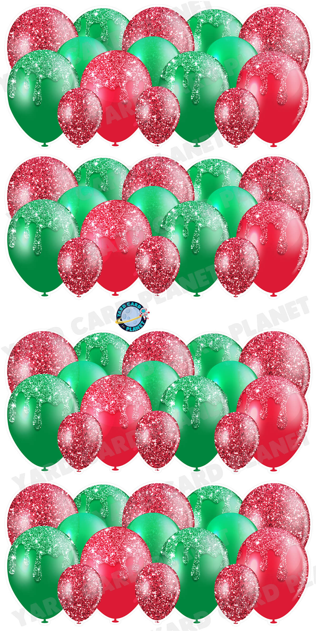 Christmas Red and Green Glitter Balloon Panels Yard Card Set