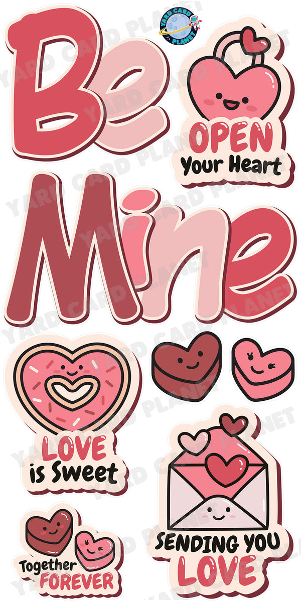 Be Mine EZ Quick Set with Heart Signs Yard Card Flair Set