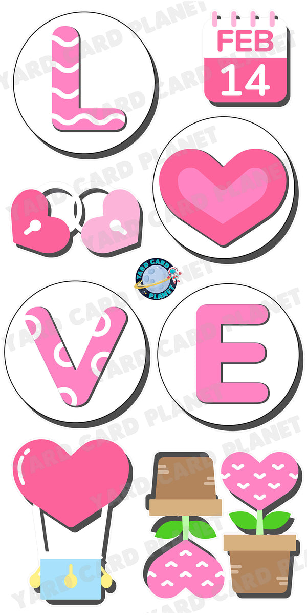 Valentines LOVE EZ Quick Signs and Yard Card Flair Set