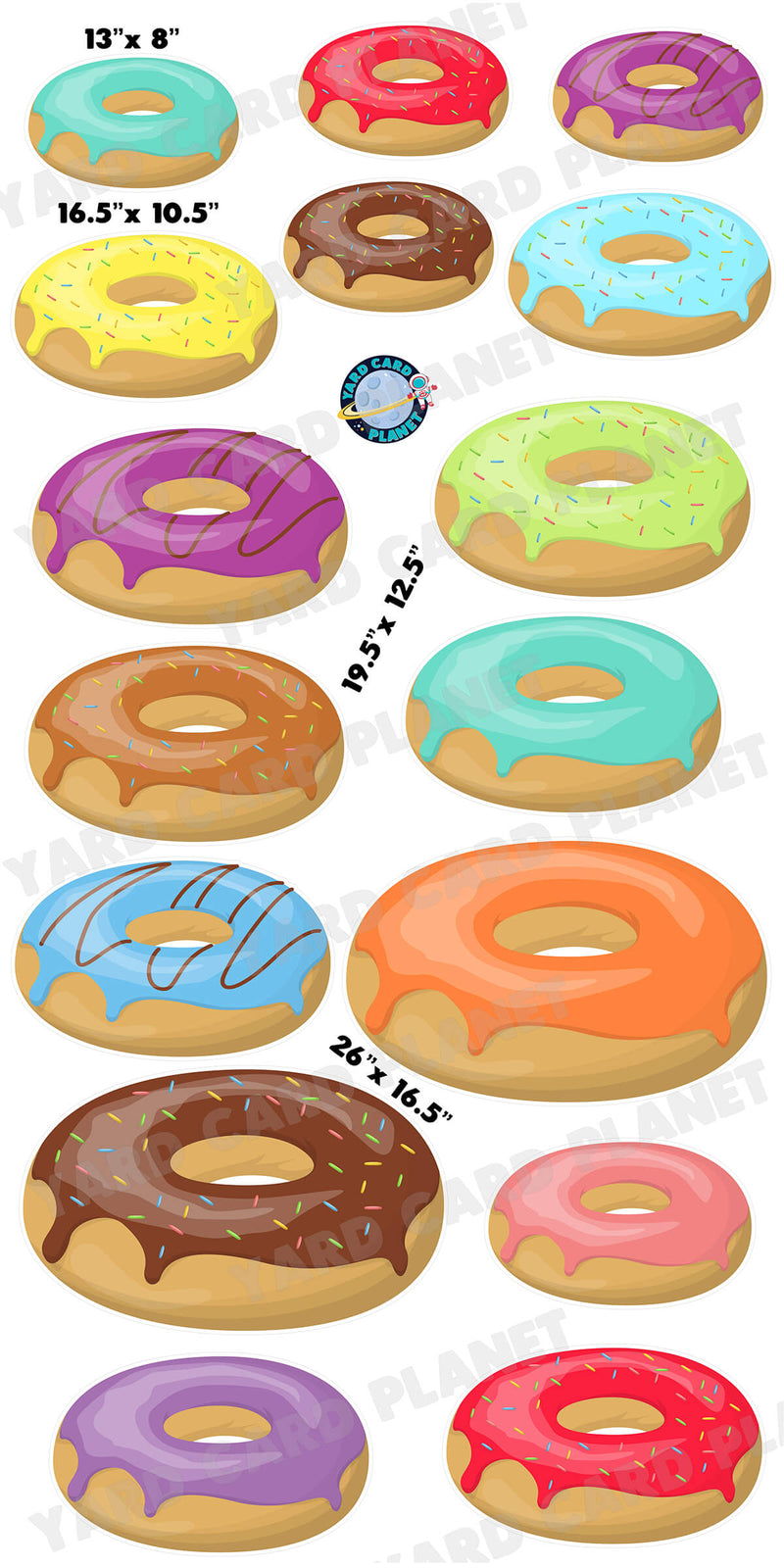 Time To Make The Donuts Yard Card Flair Set with Measurements