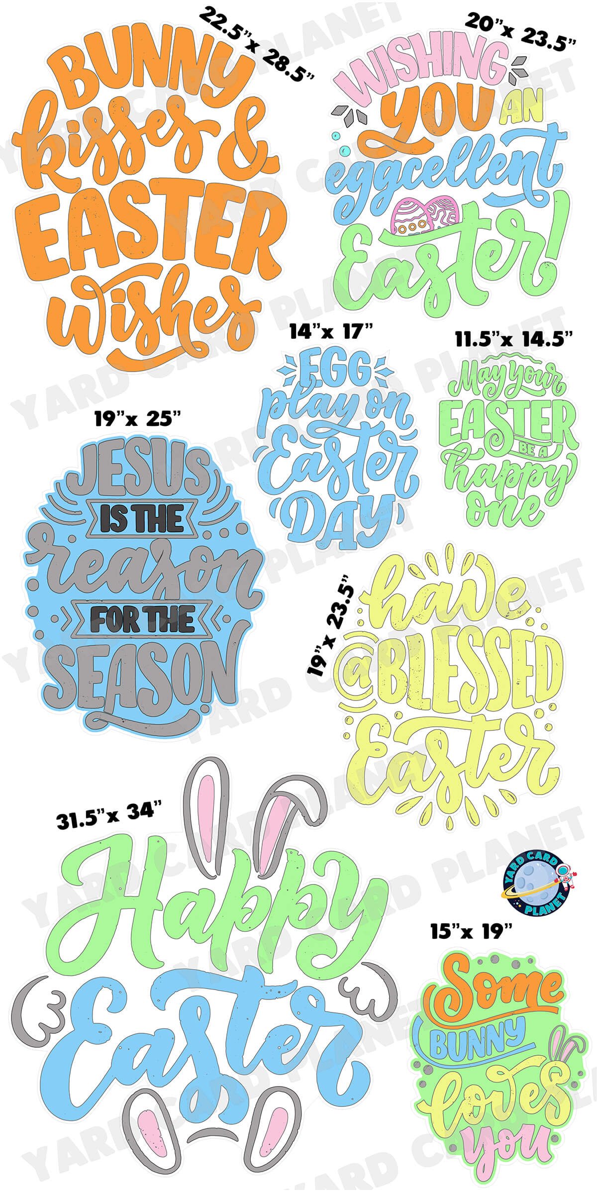 Easter Sayings EZ Quick Signs Yard Card Set with Measurements