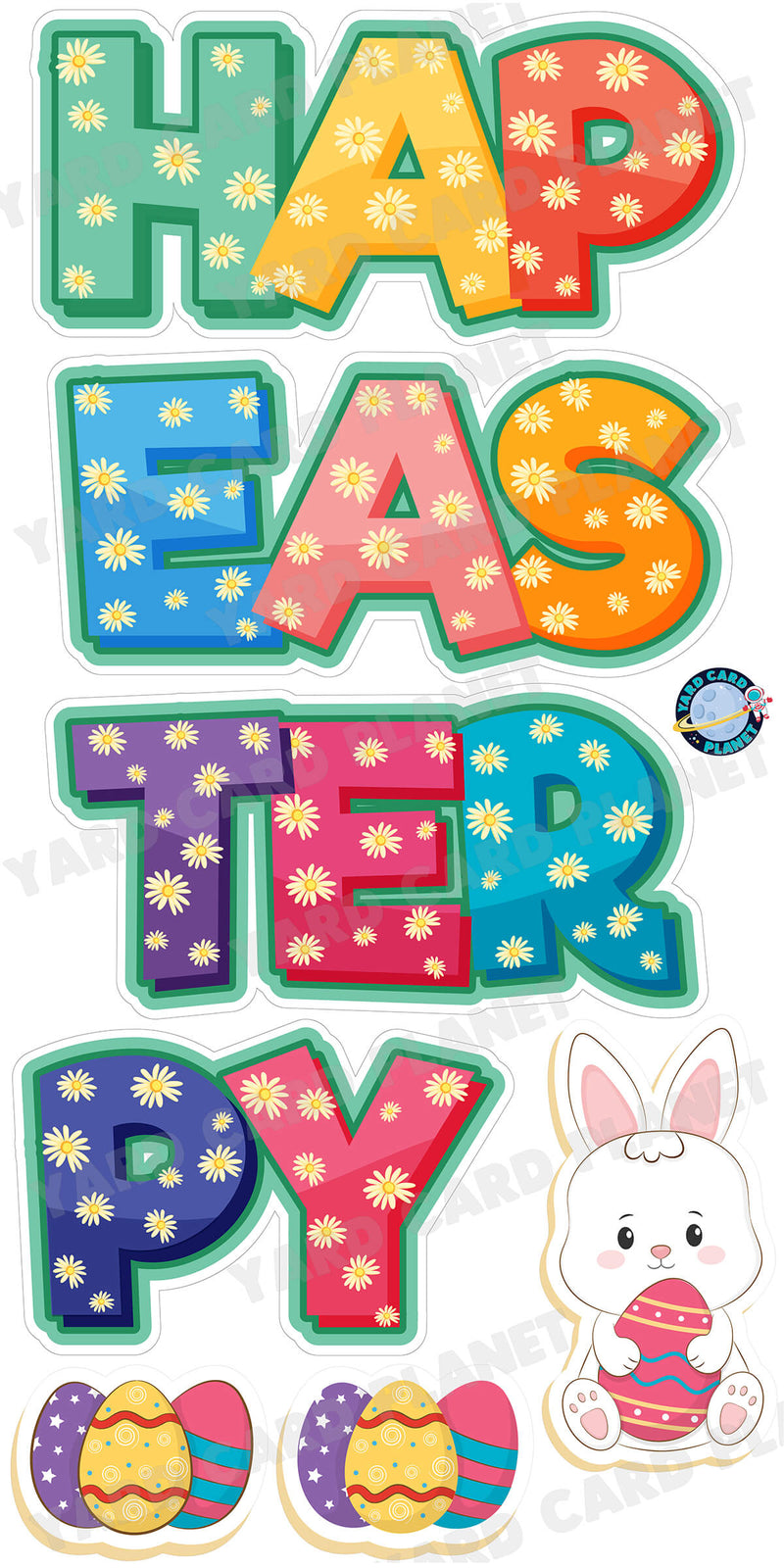 Happy Easter Floral EZ Quick Set and Yard Card Flair Set