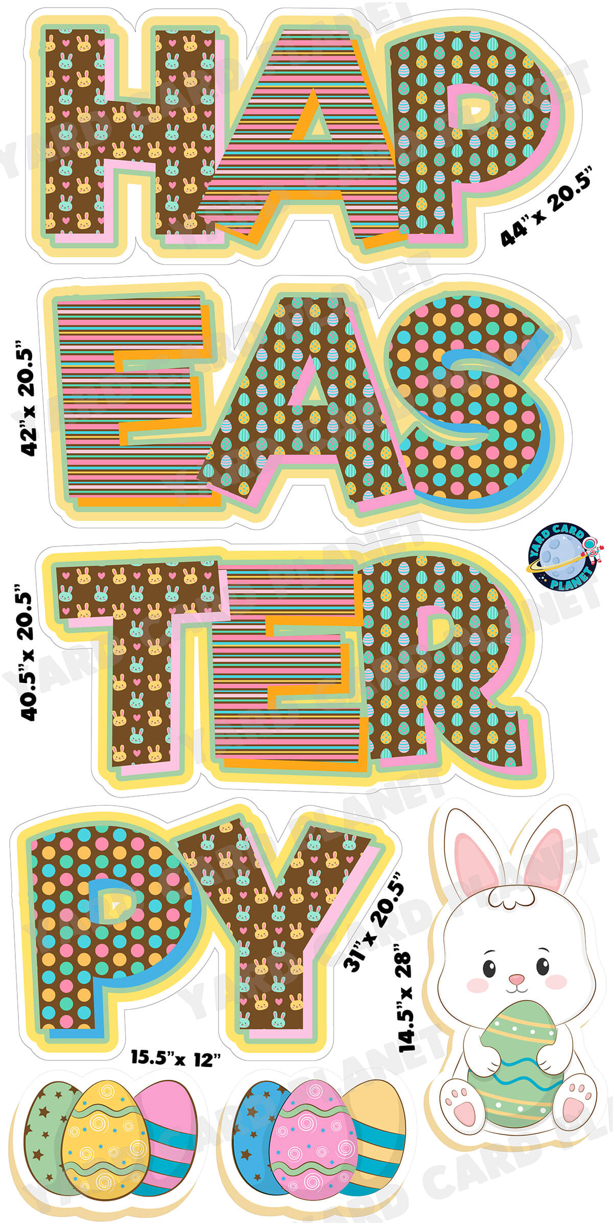 Happy Easter Delicious Chocolate EZ Quick Set and Yard Card Flair Set with Measurements