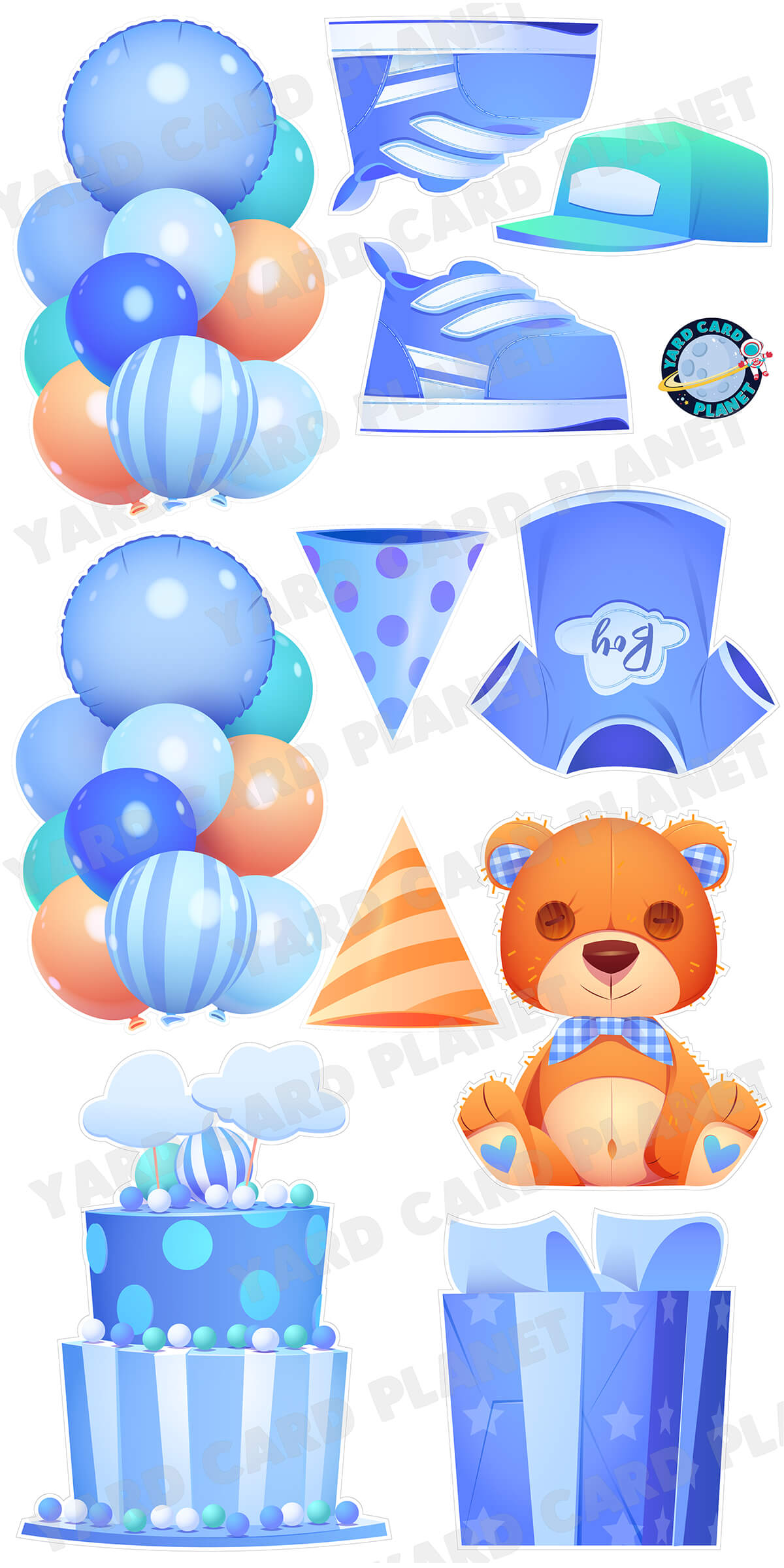 Baby Boy Birthday Yard Card Flair Set