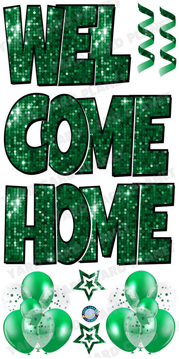 Large 23" Welcome Home Yard Card EZ Quick Sets in Luckiest Guy Font and Flair in Sequin Pattern Cover Images