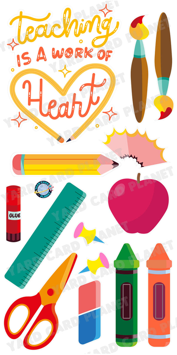 Teaching is a Work of Heart EZ Quick Sign and Yard Card Flair Set