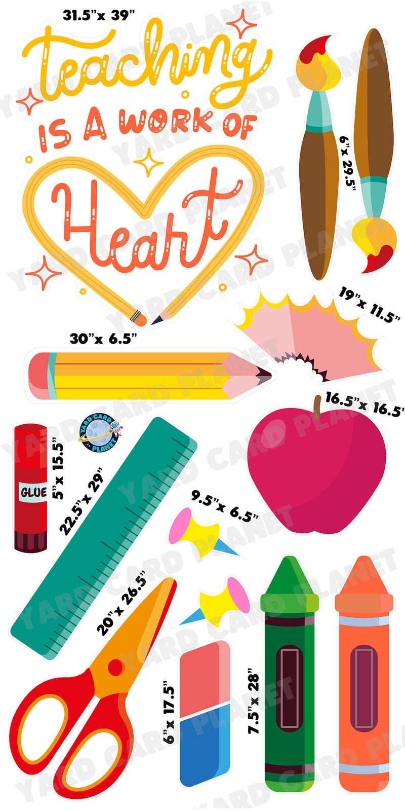 Teaching is a Work of Heart EZ Quick Sign and Yard Card Flair Set