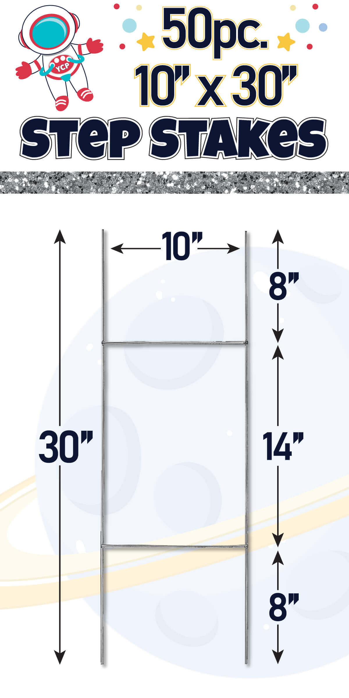 10" x 30" Yard Card Step Stakes (Sold in Set of 50 Stakes)