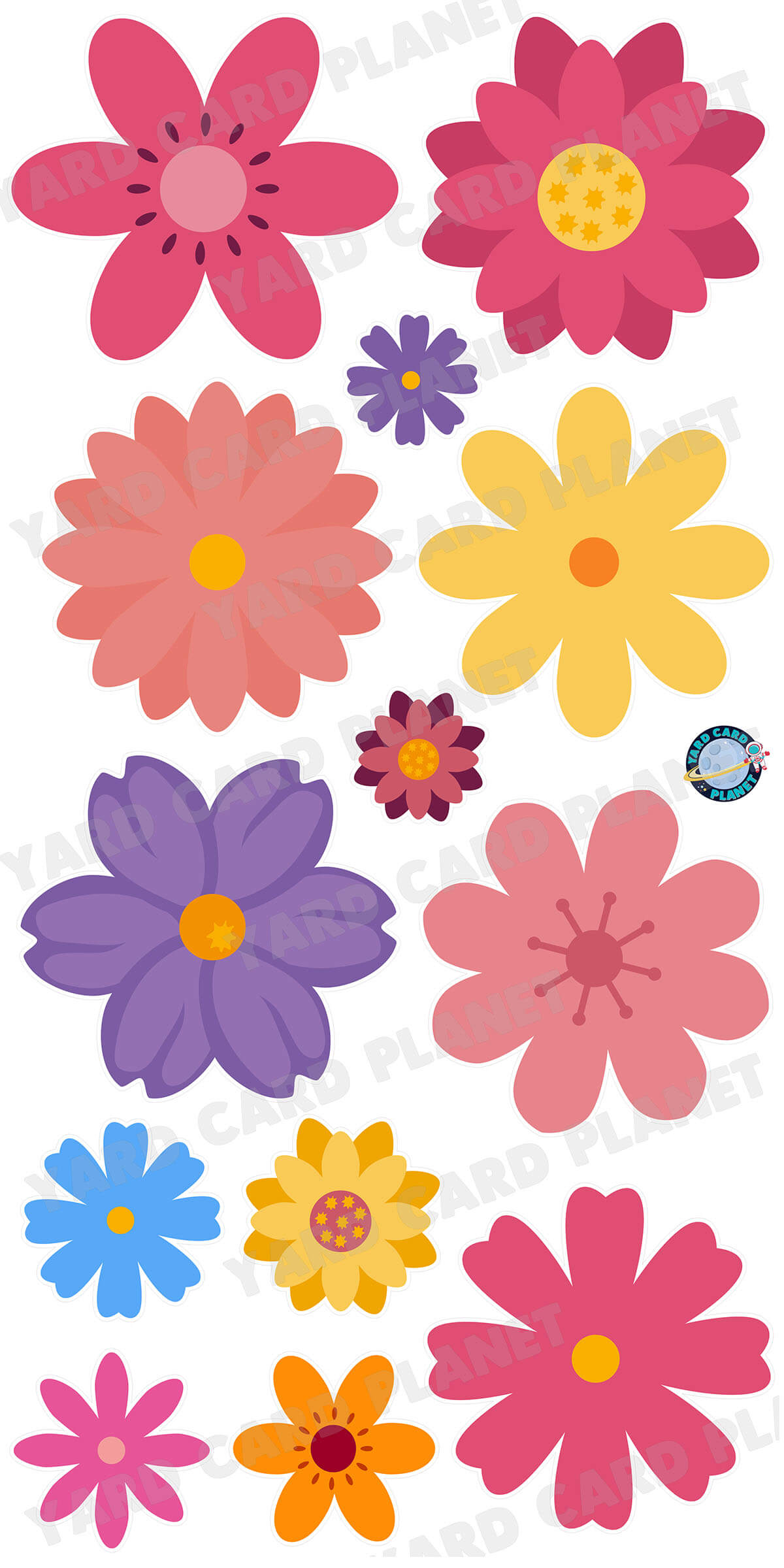 Large Spring Flowers Yard Card Flair Set